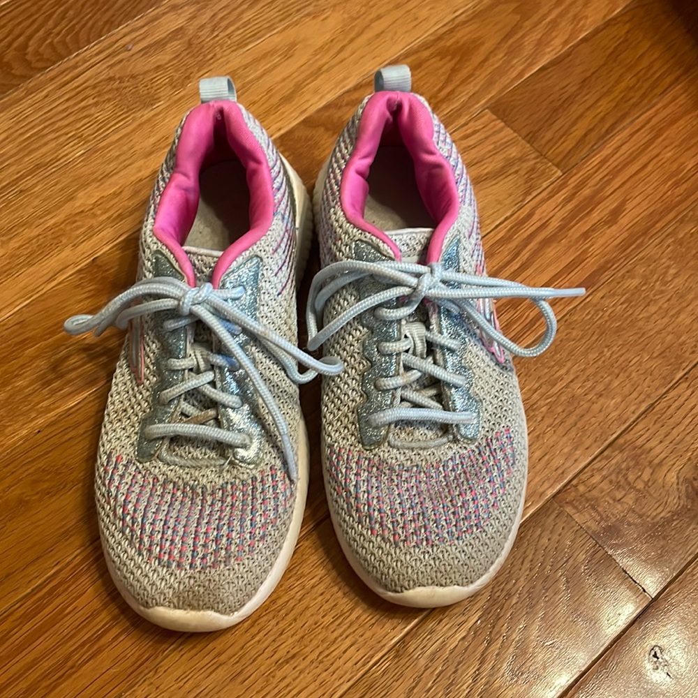 Blue, pink, and purple Skechers  with lots of glitter